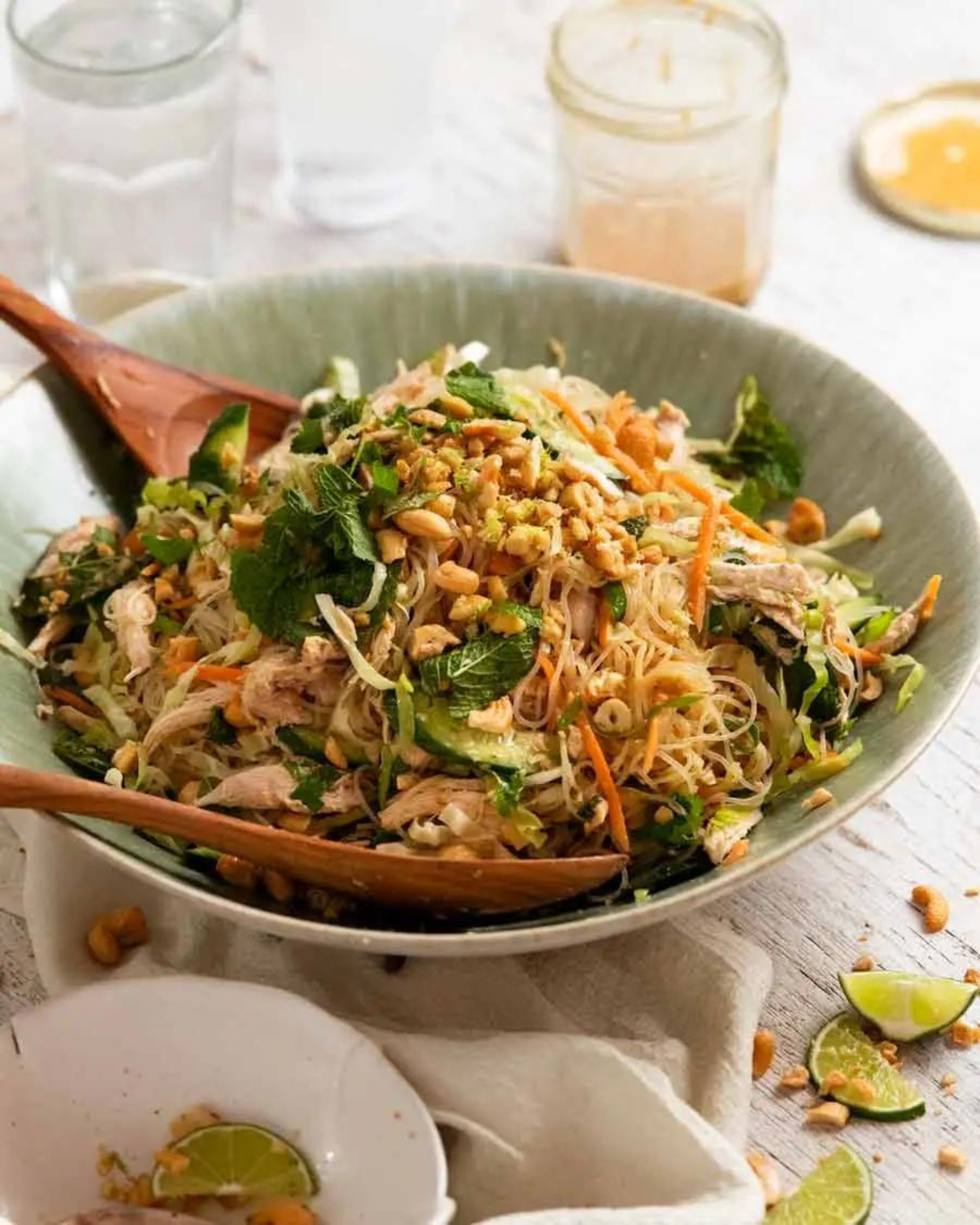 Glass noodle salad with lime cashew crumble