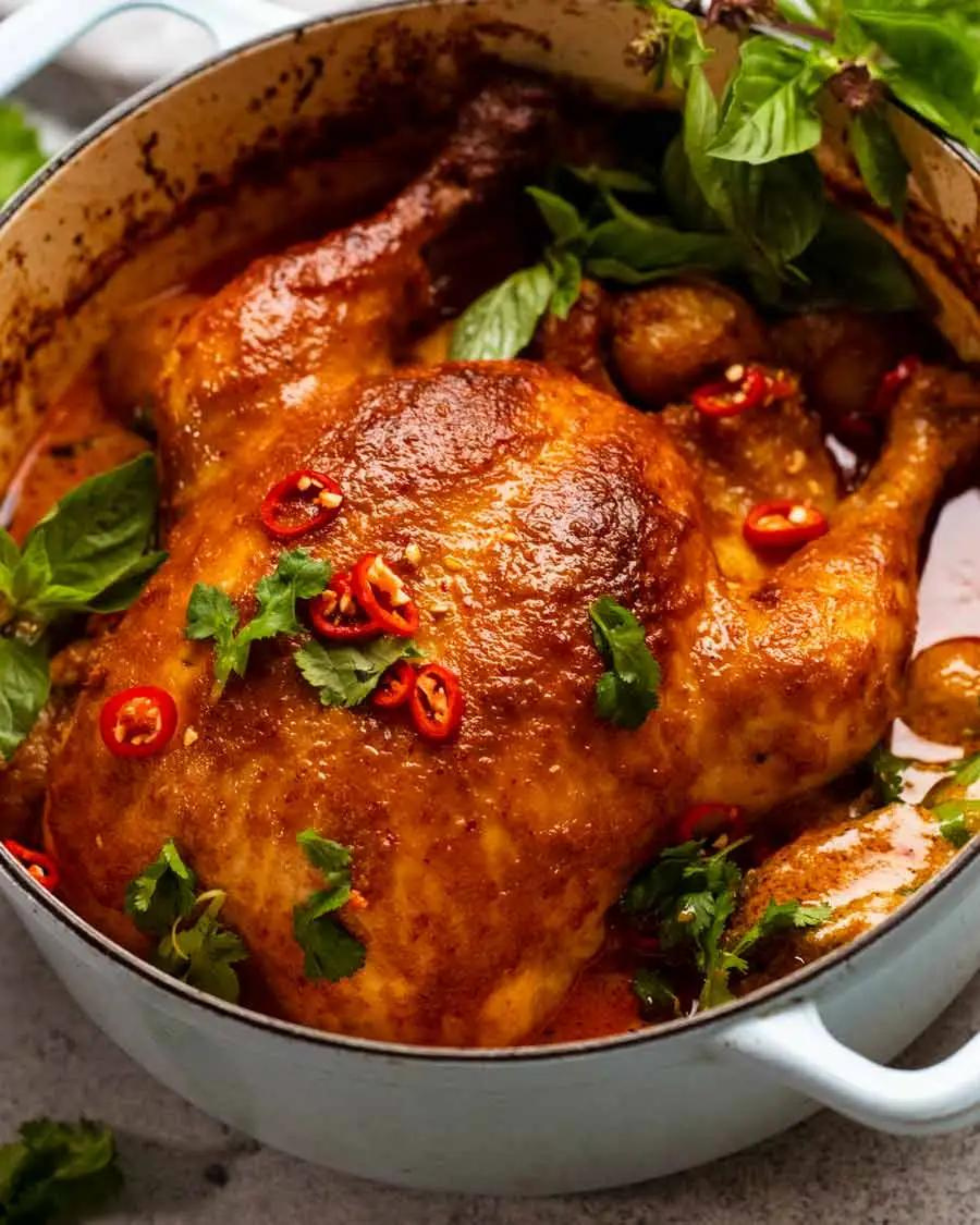 Thai red curry pot roast chicken